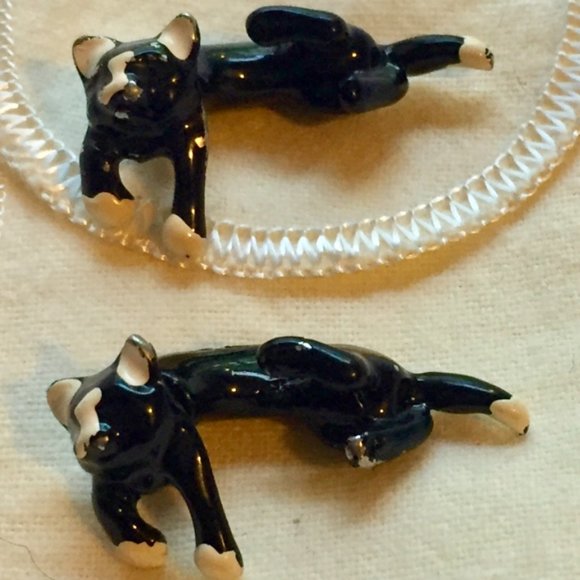 90s Vtg Enamel Cat 3D Drop Earrings - So Cute! - Picture 10 of 15